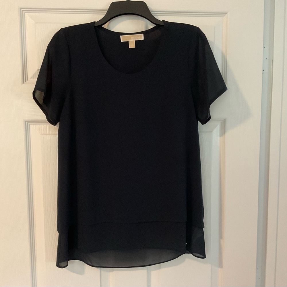 MICHAEL Michael Kors Navy Blue Sheer Blouse